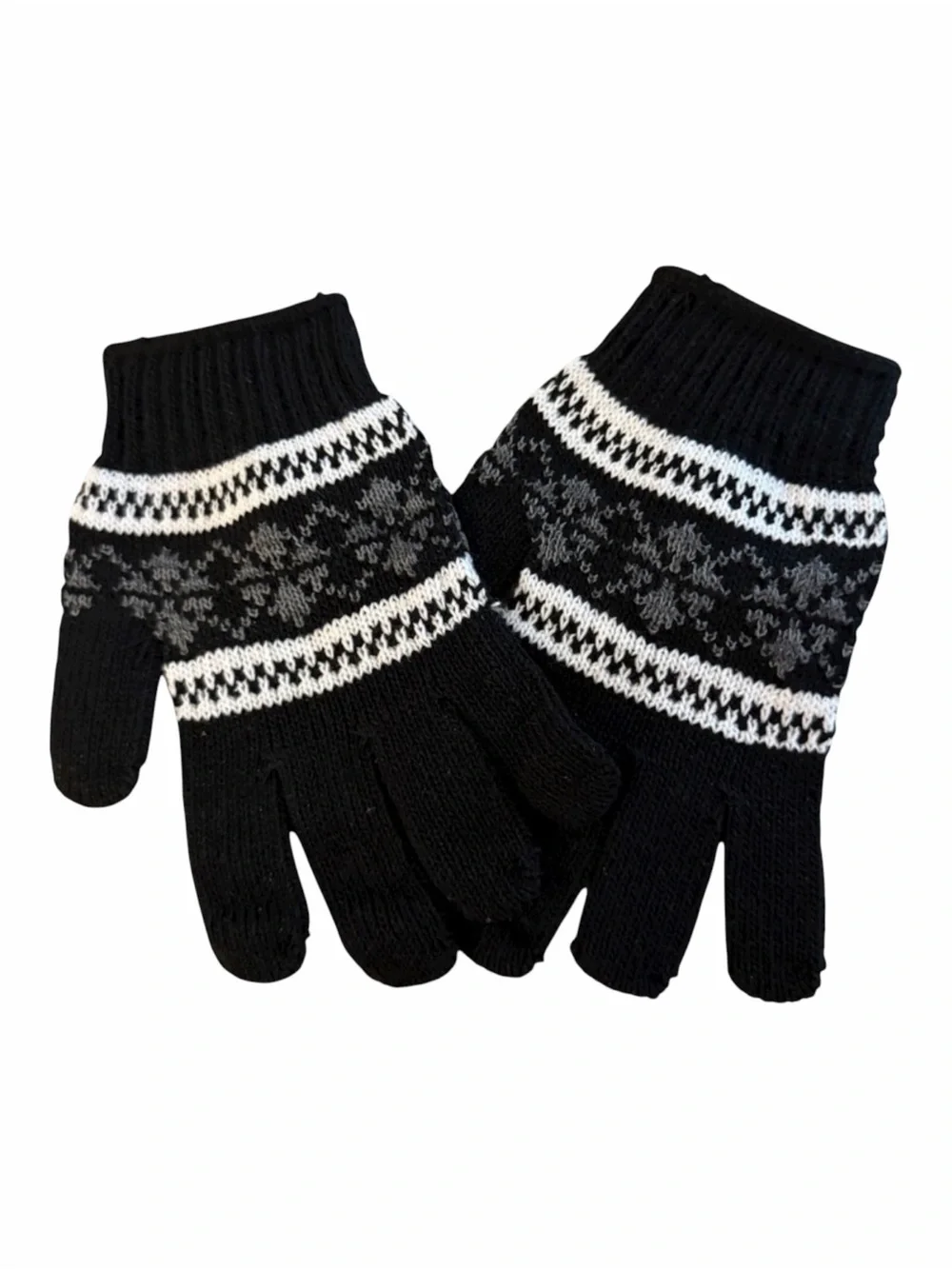 NWOT Black and White Knit Gloves - NWOT
